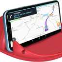 Loncaster Car Phone Holder, Car Phone Mount Silicone Car Pad Mat for Various Dashboards, Slip Free Desk Phone Stand Compatible with iPhone, Samsung, Android Smartphones, GPS Devices and More (Red)