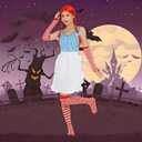 Halloween Fast Food Costume Women Include Red Wig White Half Waist Apron Long Arm Warmer Gloves Striped High Knee Socks for Deluxe Halloween Cosplay