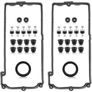 MOTOALL 11127513194 Valve Cover Gasket Set w/Grommets Seals Left & Right 11127513195 Fit for BMW 745Li 750i 645Ci 550i 650i 750Li 545i 650i X5 Alpina B7 2002-2010 4.4L 4.8L