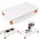Wooden Elevated Cat Food Stand, 3.2" Raised Cat Food Table, Pet Feeding Table for Cats & Small Dogs, Stable Bowl Stand Platform for Most Bowls& Automatic Feeders, Modern Pet Feeding Station