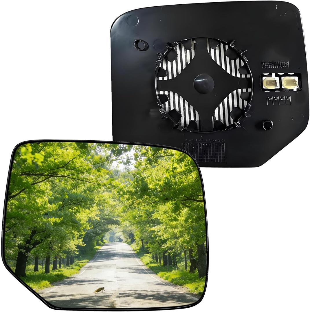 Passenger Side Mirror Replacement Glass for Honda Pilot 2009-2015, Backing Plate Power Heated Right Side View Mirror Glass for Honda Pilot 2009 2010 2011 2012 2013 2014 2015