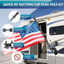 Suction Cup Flag Holder with Flag Pole for RV, RV Flagpole Mount Kit with Angle Adjustable, Quick Flag Pole Mount Kit for Holds Flags,Heavy Duty Flagpole Holder for Camper, Truck, Trailer, Boat