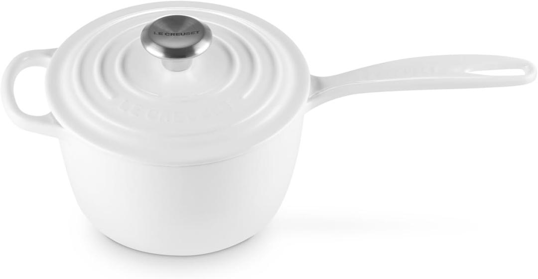 Le Creuset Enameled Cast Iron Signature Saucepan, 1.75 qt., White