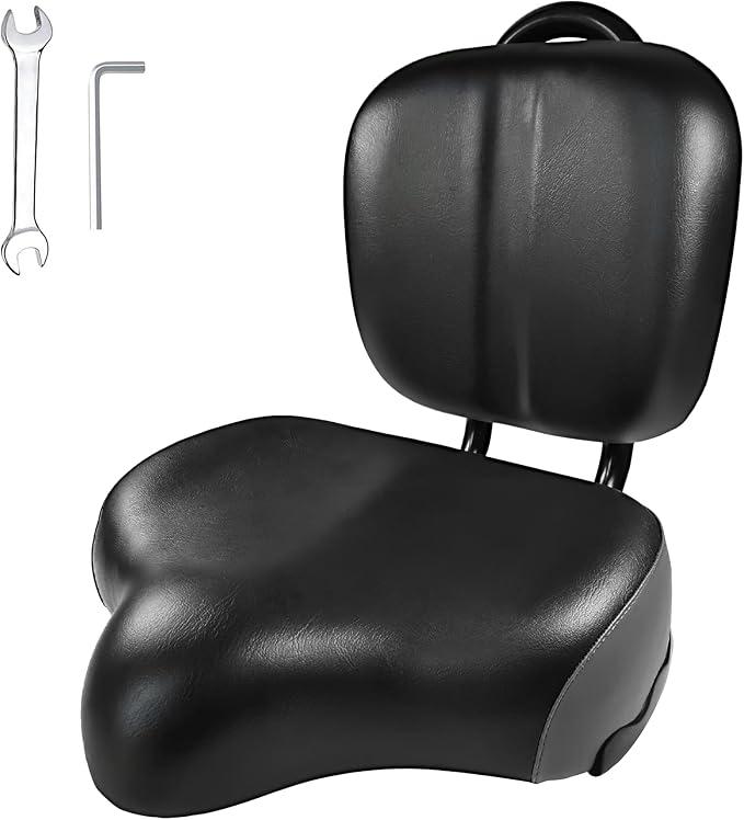 Bike Seat with Backrest, Oversized Comfortable Ergonomic Design Bicycle Saddle for Men and Women Adjustable Height Bike Saddle