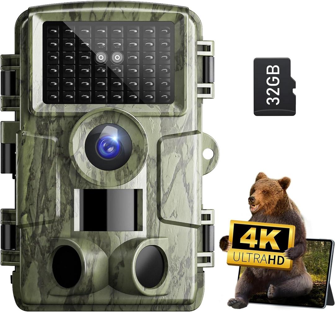 Trail Camera: with Night Vision 4K 48MP 130Wide-Angle Game Camera0.05s Trigger Motion Activated Hunting Camera 98ft IR Sensing IP66 Waterproof,for Outdoor Wildlife Surveillance & Home Security