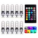 OtpOutopa Car T10 RGB LED Bulb Width Light with Remote Control W5W 194 168 2825 Strobe Light 16 Colors 5050 Wedge Replacement for Car Interior Map Dome Door License Plate Light Reading Lights (10PCS)