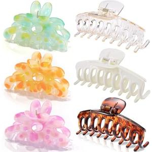 ISCRM Flower Hair Claw Clips for Women Girls, Cute Big Claw Clips for Thick/ Thin Hair Claws, Plumeria Hibiscus Hawaiian Flower Hair Clips for Hair, Summer Beach Hair Accessories Gifts (Polychrome)
