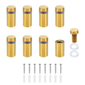 PATIKIL 1/2 x 1 Inch Sign Standoff Screws, 8 Set Stainless Steel Wall Standoff Mounting Hardware Advertising Glass Nail for Hanging Acrylic Picture Frame Acrylic Panel, Gold (1/2 x 1 Inch, Gold)