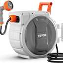 VEVOR Retractable Garden Hose Reel, 5/ 8 Inch x 100 ft Wall Mounted Hose Reel, Heavy Duty Garden Hose Reel with 9 Patterns Nozzle, Any Length Lock, Upgraded Slow Return System and 180°Swivel Bracket