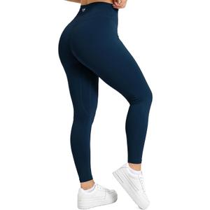 Women's Yoga Pants 7/8 High Waisted Workout Yoga Leggings for Women Butt Lifting Tummy Control Booty Tights (Large, Navy)