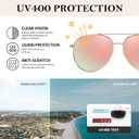 TJUTR Polarized Tangle Free Aviator Sunglasses for Women & Men, UV400 Protection Trendy Shades, No-Snag Metal Frame Glasses