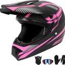 Adult Off-Road Motorcycle Helmet, Dot Approved Full Face Helmet, Equipped with Sun Visor and Detachable Inner Liner, Fashionable and Lightweight Design. (Pink, Medium)