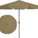 JEAREY 9 FT Patio Umbrella Outdoor, Table Umbrellas Market Umbrella w/Push Button Tilt/Crank, 8 Sturdy Ribs(Tan)