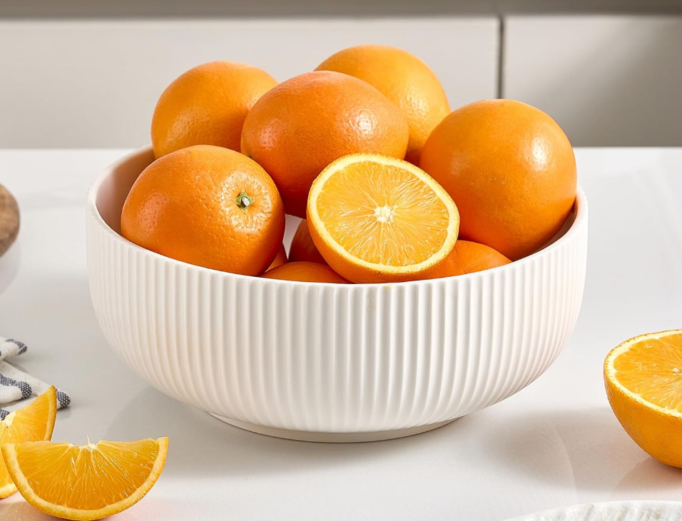 Mfacoy 1 Pack Salad Bowl, 8 inch 60 oz Large Serving Bowl Set, Deep Bowl for Kitchen, White Ceramic Bowl Set for Soup, Cereal, Ramen, Pasta, Salad, Dishwasher & Microwave Safe, Easy Clean