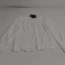 Lace Tops for Women Dressy Casual Blouses Puff Long Sleeve V Neck Button Down Business Work Shirts (Small, White)