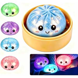 Dumpling Glowing Mystery Box,Dumplings SquishySensory Stress Ball Squeeze Toys for Stress Relief Soft Squeeze Decompression Dumplings Stress BallsSteamer Stretchy Desk Toys (Blue)