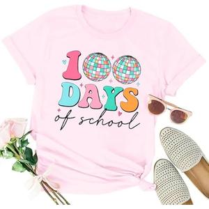 100 Days of School Shirt 100th Day of School T-Shirt Teacher Life Tees School Celebration Gift Tops, XL