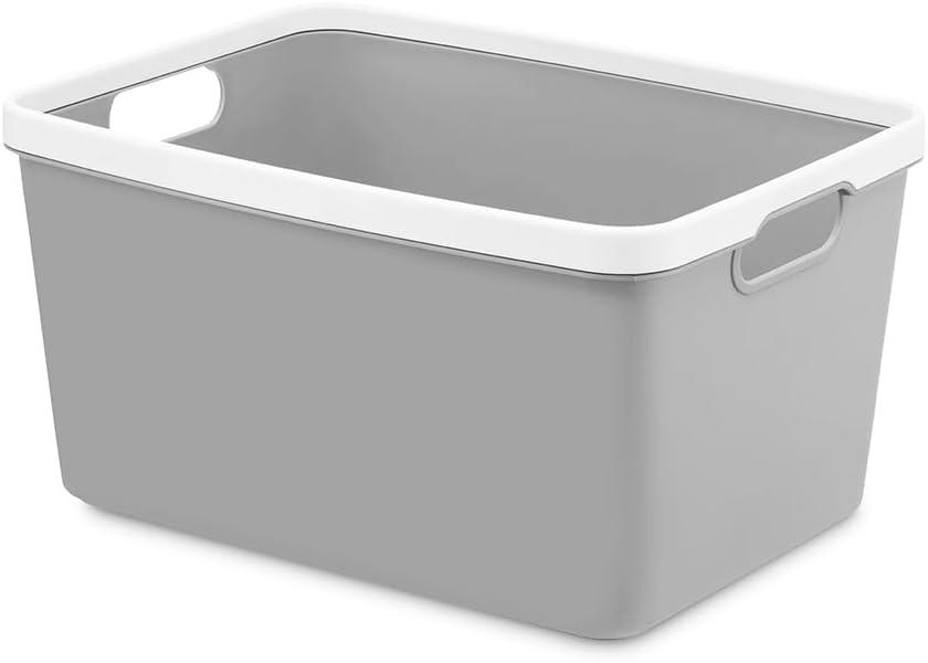 Whitmor 6-Pack Plastic Storage Bin, Stackable Pantry Organizer Bins, Gray