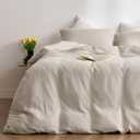 RENEWROOTS Gream Gray Duvet Cover King, 100% Sandwashed Cotton Soft King Size Duvet Cover Set 3 Pieces with Zipper Clousre & Corner Buttons (Cream Gray, King 104 x 90)