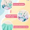 2 x Toddler Girls One Piece Swimsuits Little Girl Bathing Suit for Kids Crisscross Girls' Swimwear Floral Cute Hawaii Swimsuit 3-4T with Ruffle Skirt Light Cyan