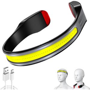LED Rechargeable Headlamp, Book Light for Reading in Bed, Neck Light, 230Wide Beam Head Lamp for Forehead, Waterproof Super Bright COB Head Light for Camping Running Hiking Repairing (Pack of 1 G23B)