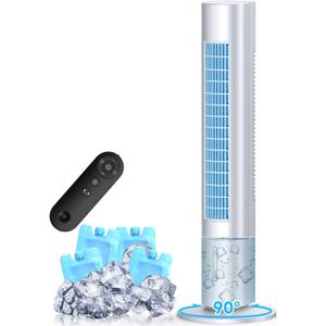 Windowless Portable Air Conditioners, 35" Swamp Cooler w/4 Ice Packs, 3 Speeds, 25ft Remote &7H Timer, 90Oscillating Evaporative Air Cooler, AC Unit Cooling Fans that Blow Cold Air for Room