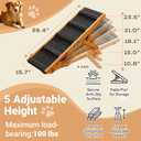 Dog Ramp for Couch & Bed for Dogs, Foldable Small to Large Dog Ramps for Bed Sofa Car - 5 Adjustable Height (10.8"-23.5"), Portable, Wider and More Stable, Non-Slip, Carry Handle, Walnut