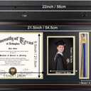 GraduationMall 11x22 Mahogany Diploma Frame with Tassel Holder and Picture for 8.5x11 Certificate 5x7 Photo,Real Glass,Black over Gold Mat