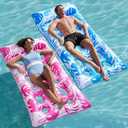 SLOOSH 2-Pack Inflatable Pool Floats Mat - XL Pool Floaties Adults Size with Headrest, Sun Tanning Raft Lake Beach Swimming Pool Party Toys Floating Lounge Above Water Keep Cool (Blue/ Pink)