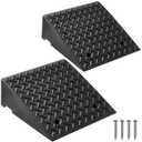 VEVOR Rubber Curb Ramps, 2 Pack, 7 Inches Rise Height, 19.3" L x 19.3" W, Driveway Ramps with Drainage Tank, 7000 lbs Load Capacity, Suitable for Wheelchairs, Strollers, Motorcycles, Cars, Lawn Mowers