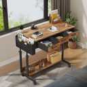 Rolling Standing Desk Adjustable Height with Drawers on Wheels, 40 Inch Portable Mobile Stand Up Computer Desks for Bedroom Home Office, Couch Sofa Side Laptop Table with Storage, Rustic Brown, 39.5"