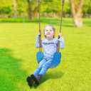 BeneLabel Heavy Duty Swing Seat with Adjustable Height Rope from 4.2ft to 6.7ft Playground Swing Seats for Kids and Adults Blue 600 LB Weight Capacity