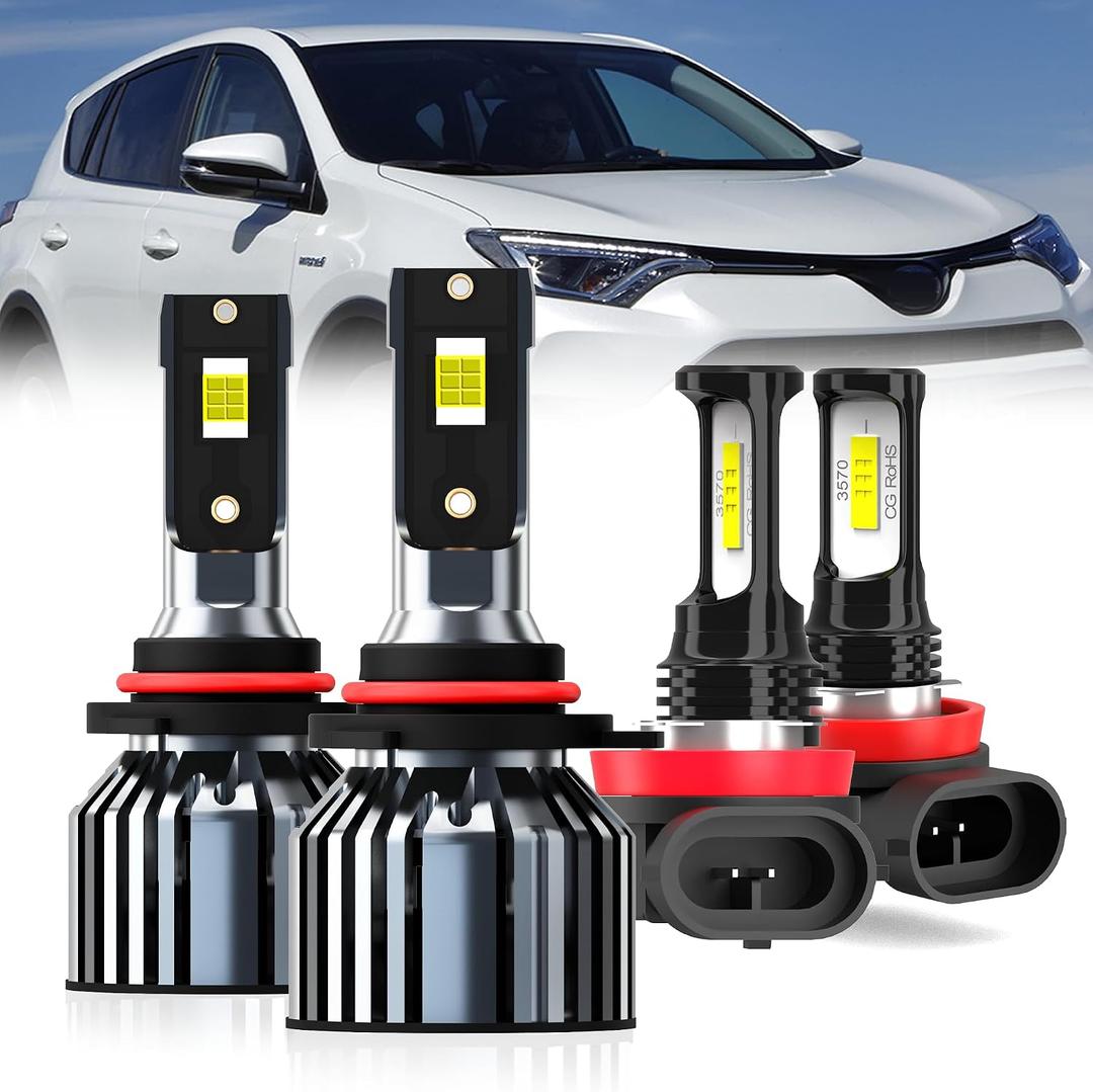 For 2016-2019 Toyota RAV4 light Bulbs, 9012 High Low Beam H11 Fog Light Combo, 4PCS
