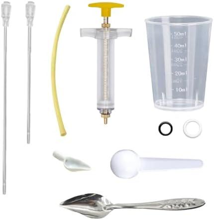 SQUSIMEI 8 Pcs Bird Feeding Syringe Set Feeding Tubes for Baby Birds Parrot Hand Feeding Syringe Pet Syringe Feeding Tube Stainless Steel Metal Feeding Spoon Small Animals (20ml-Set of Eight)
