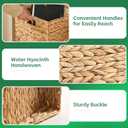 11x11x11 Wicker Storage Basket Set of 4, Water Hyacinth Woven Basket with Handles, Wicker Cube Storage Bins for Shelves, Foldable Square Storage Cubes for Living Room Bedroom Organizing, Natural