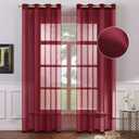 MIULEE 2 Panels Burgundy Red Semi Sheer Window Curtains Elegant Christmas Decor Grommet Top Voile Drapes Window Treatment Linen Textured Panels for Bedroom Living Room (54X84 inch Length)