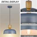 Darkaway Pendant Light Fixtures Ceiling Hanging with Hammered Metal Shade, Modern Pendant Light for Kitchen Island Lighting Hanging Lamp Adjustable Height, Medium, Medium,1 Pack