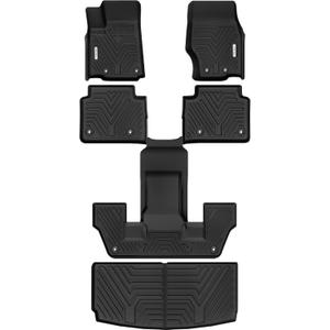YITAMOTOR Floor Mats & Cargo Liner Fit for Jeep Grand Cherokee L 2021-2025 6 Seat, TPE All Weather Custom Fit Floor Liner for 1-3 Rows and Trunk Full Set Mats Automotive, Black(Without Center Console)