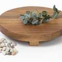 Kurrajong Farmhouse footed wooden tray | wood pedestal stand | 10" wide and 2" high round riser board | acacia wood pedestal board | plant holder