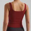 Womens Sports Bra  Workout Crop Tank Tops for WomenSleeveless Square Neck Padded Bras with Built in Bra (Red, M)