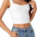 LYANER Women's Summer Crop Tops Square Neck Sleeveless Tank Top Sexy Cami Shirts White X-Large (White)