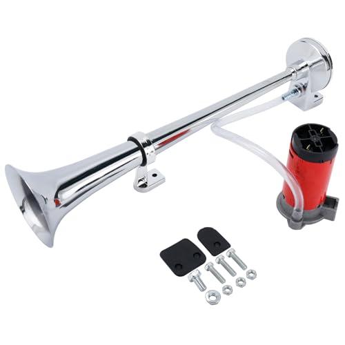 Yaetek 12V Single Trumpet Air Horn Chrome + Compressor Super Loud 150db For Truck Lorry Boat VAN Train