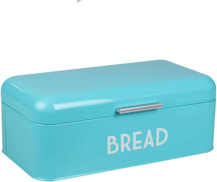 Retro Bread Box For Kitchen Countertop, Metal, (Turquoise) By Home Basics, Vented With Hinge Top Large Bread Box Keeps Loaves, Bagels, Croissants Fresh
