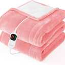 Homemate Electric Heated Blanket Full - 72"x84" Heating Bed Blankets Throw with 10 Heating Levels 8 Hours Auto Off Fast Heating Over-Heated Protection Ultra Soft Warm Flannel ETL Certified Pink