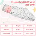 Buryeah 4 Pack Preemie Swaddle Blanket Wrap Set with Hat for Baby Boys Girls 3-7 Lbs Preemie Newborn Clothes Sleepers Cap, Medium, Star, Gray