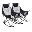 SUNNYFEEL Rocking Camping Chair, Luxury Padded Recliner, Oversized Folding Lawn Chair with Pocket, Heavy Duty for Outdoor/Picnic/Lounge/Patio, Portable Camp Rocker Chairs with Carry Bag