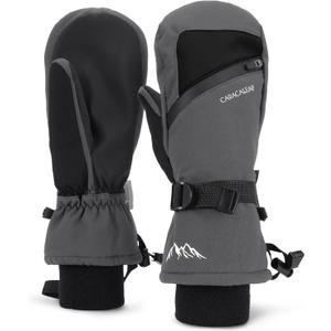 Winter Ski Mittens for Men Women Cold Weather- Warm Snowboard Mittens Gloves Waterproof Snow Sports Mitts Gloves (Small-Medium, Gray)