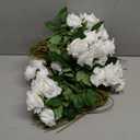 Jexine 100 Pieces Artificial Roses Flowers Bulk, Long Stem Realistic Fake Silk Roses Bouquet for Table Centerpiece Vases Wedding Party Kitchen Decor(Pure White)