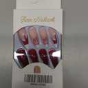 LPOODDNU Square Christmas Press on Nails - Medium Length Red Acrylic With Santa Hat Heart Designs, Glossy French Tip - 24Pcs False Nail Set