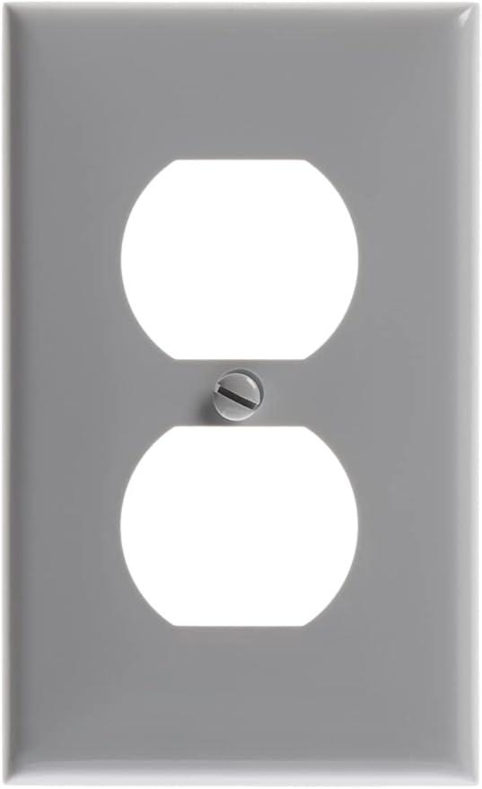 Leviton 1-Gang Duplex Device Receptacle Wallplate, Standard Size, Thermoplastic Nylon, Device Mount, 80703-GY, Gray, Pack of 3